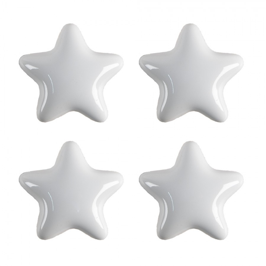 Set 4ks bílá úchytka hvězda - Ø 4* 3/6 cm