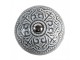 Set 4ks šedá keramická úchytka s ornamentem - Ø 4*3 /6 cm