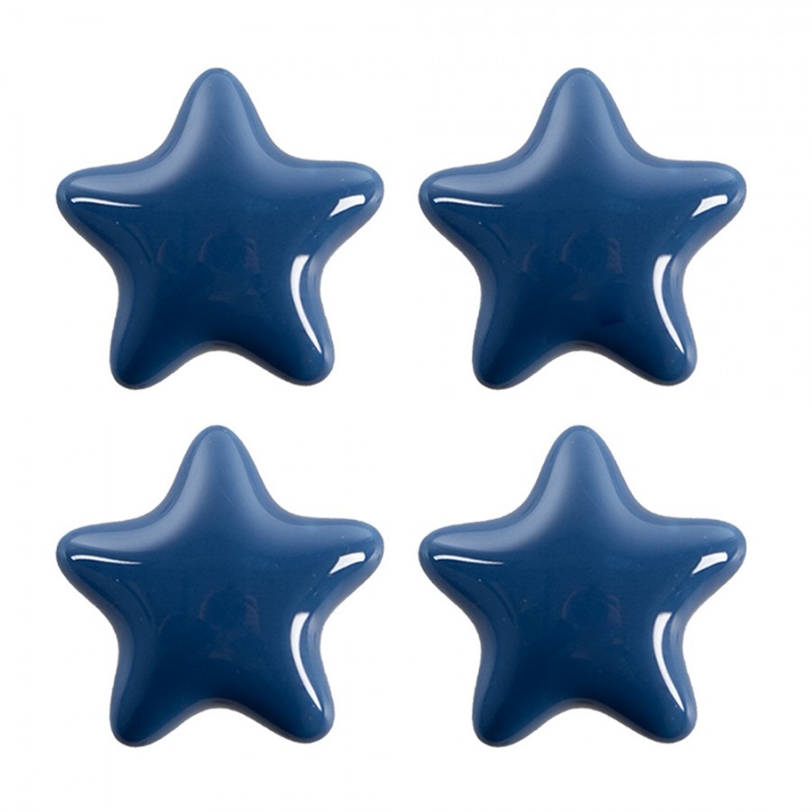 Set 4ks modrá úchytka hvězda - Ø 4* 3/6 cm Clayre & Eef