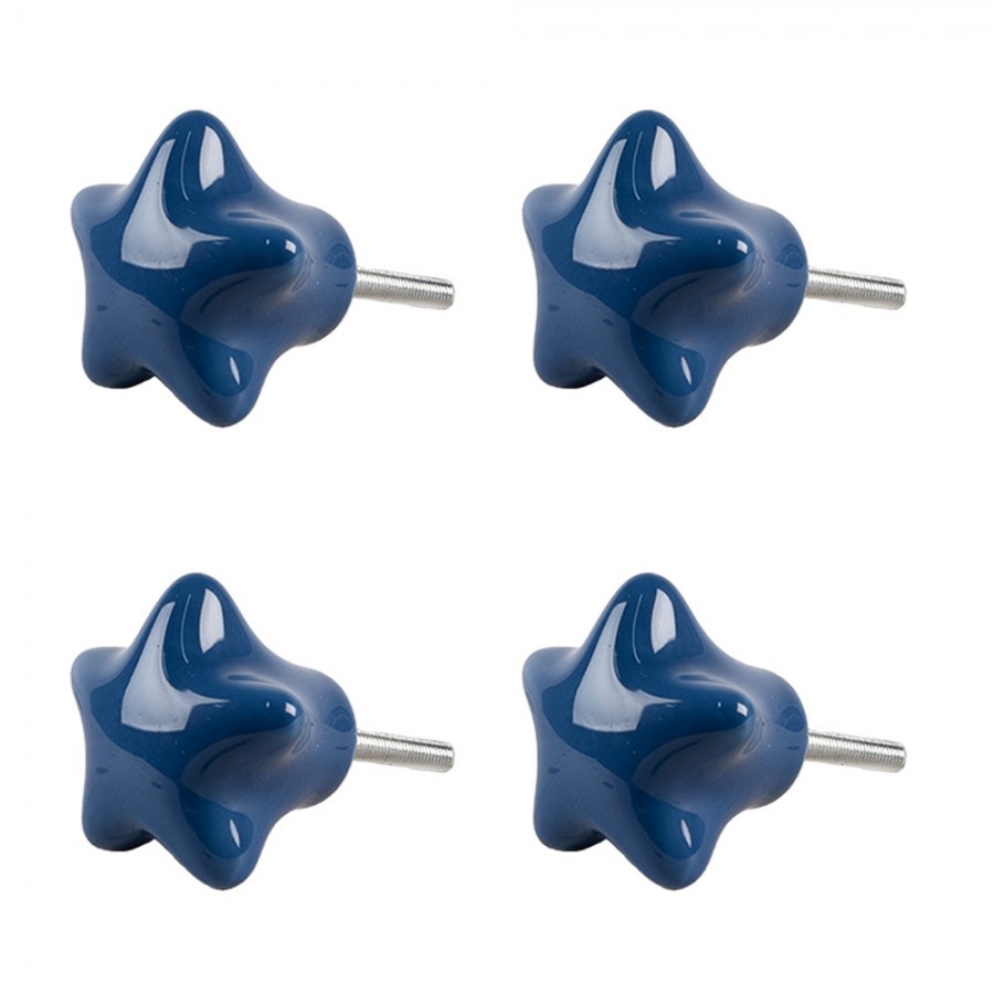Set 4ks modrá úchytka hvězda - Ø 4* 3/6 cm