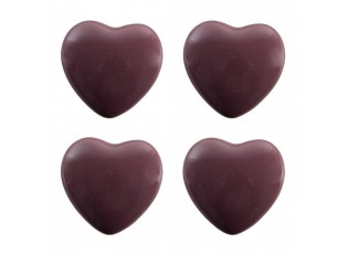 Set 4ks fialová úchytka srdce - Ø 4* 3/6 cm