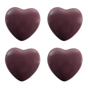 Set 4ks fialová úchytka srdce - Ø 4* 3/6 cm