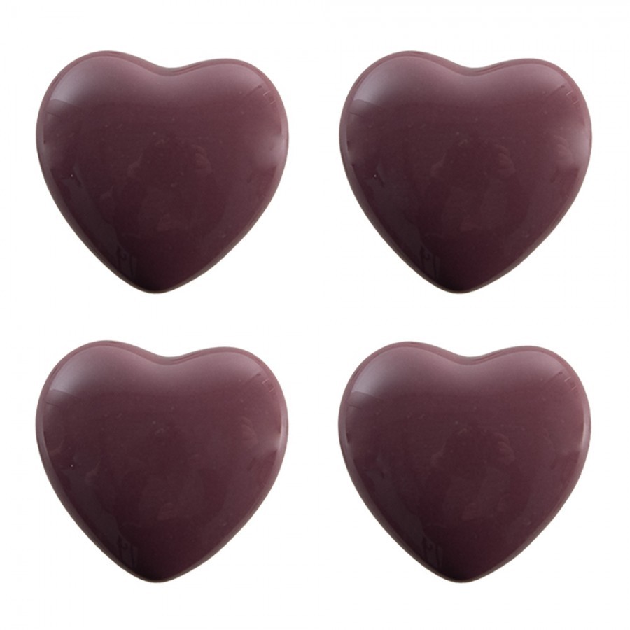 Set 4ks fialová úchytka srdce - Ø 4* 3/6 cm Clayre & Eef