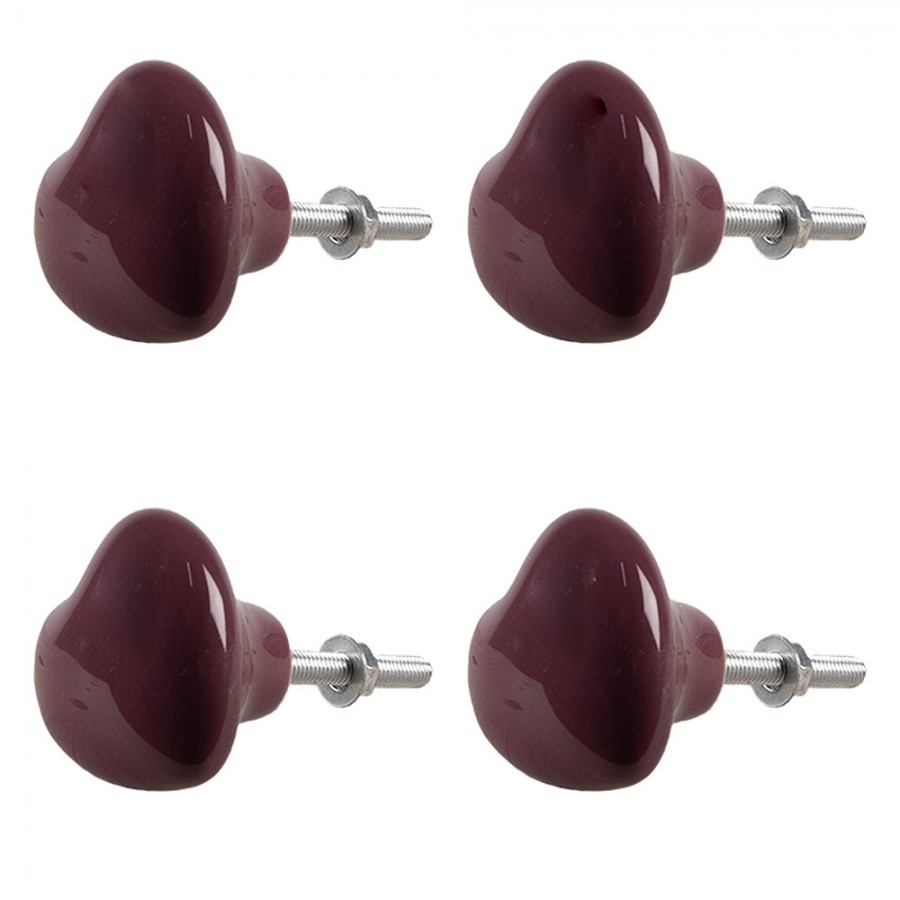 Set 4ks fialová úchytka srdce - Ø 4* 3/6 cm