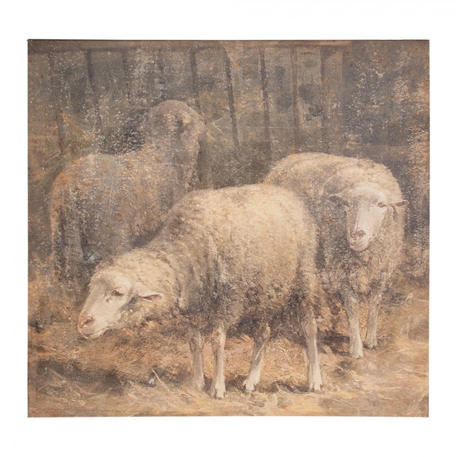 Hnědý obraz ovečky na plátně - 50*3*50 cm Clayre & Eef