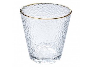 Transparentní sklenice na vodu se zlatým proužkem - Ø 9*9 cm / 320 ml 