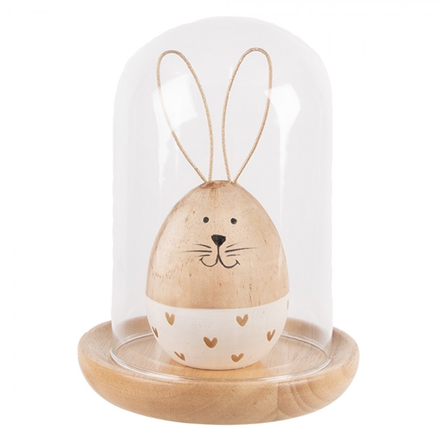 Přírodní dřevěný podnos se skleněným poklopem - Ø 13*16 cm 