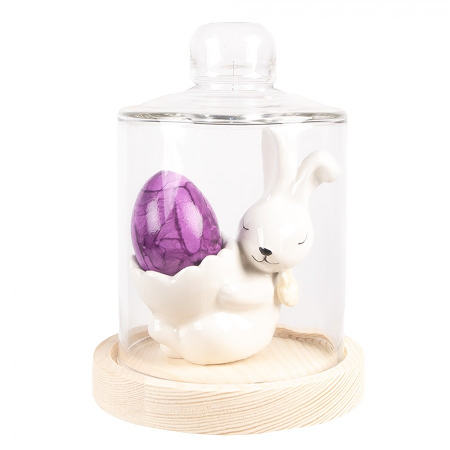 Přírodní dřevěný podnos se skleněným poklopem - Ø 13*18 cm 