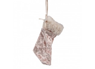 Vánoční ozdoba Vánoční punčocha 14 cm Růžová syntetická - 6*1*14 cm