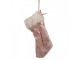 Vánoční ozdoba Vánoční punčocha 14 cm Růžová syntetická - 6*1*14 cm Clayre & Eef