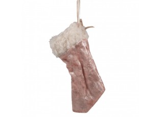 Vánoční ozdoba Vánoční punčocha 14 cm Růžová syntetická - 6*1*14 cm