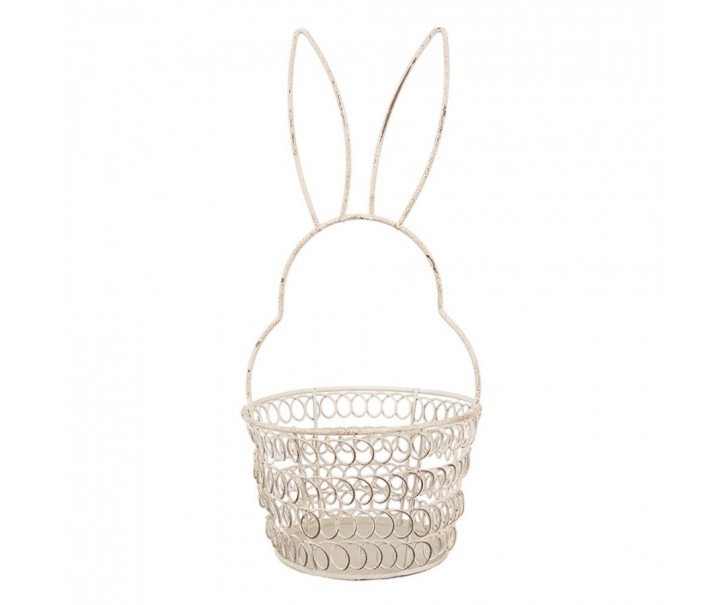 Bílý drátěný dekorační košík králík Bunny S - Ø 12*27 cm 