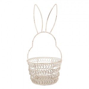 Bílý drátěný dekorační košík králík Bunny S - Ø 12*27 cm 