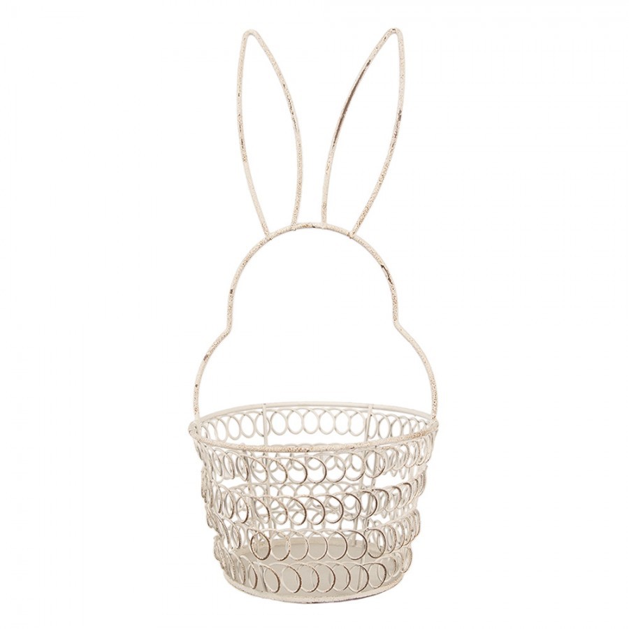 Bílý drátěný dekorační košík králík Bunny S - Ø 12*27 cm  Clayre & Eef