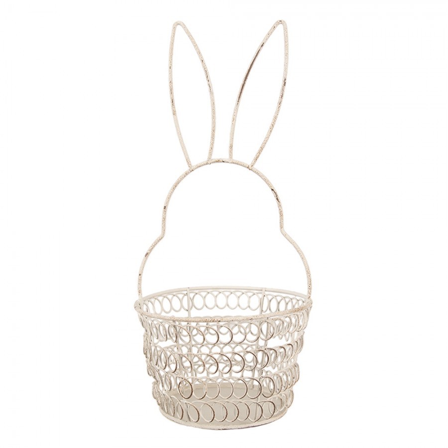 Bílý drátěný dekorační košík králík Bunny S - Ø 12*27 cm 