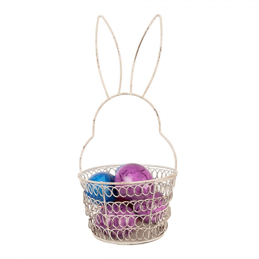 Bílý drátěný dekorační košík králík Bunny S - Ø 12*27 cm 