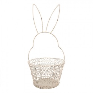 Bílý drátěný dekorační košík králík Bunny - Ø 15*34 cm