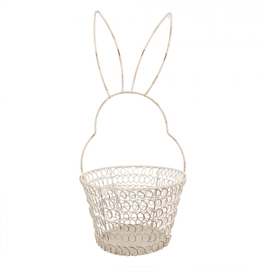 Bílý drátěný dekorační košík králík Bunny M - Ø 15*34 cm 6Y5581M