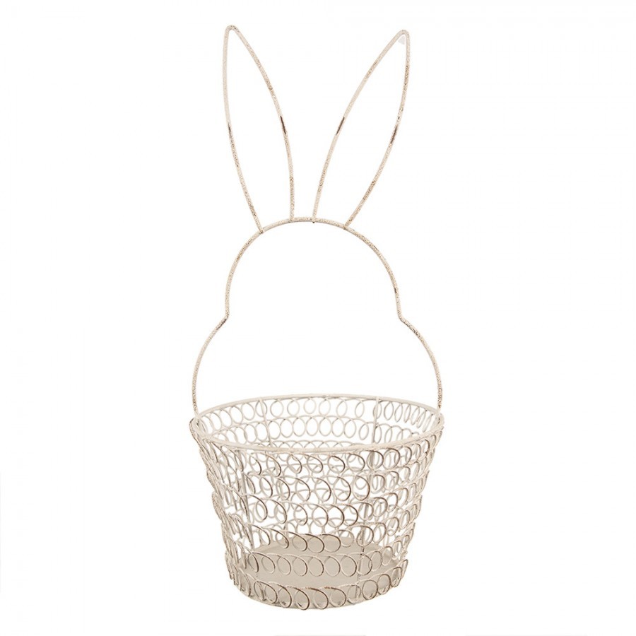 Bílý drátěný dekorační košík králík Bunny M - Ø 15*34 cm