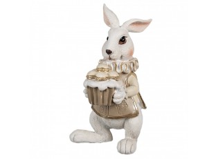 Figurka králíka 13 cm Bílá Hnědá Polyresin - 8*7*13 cm