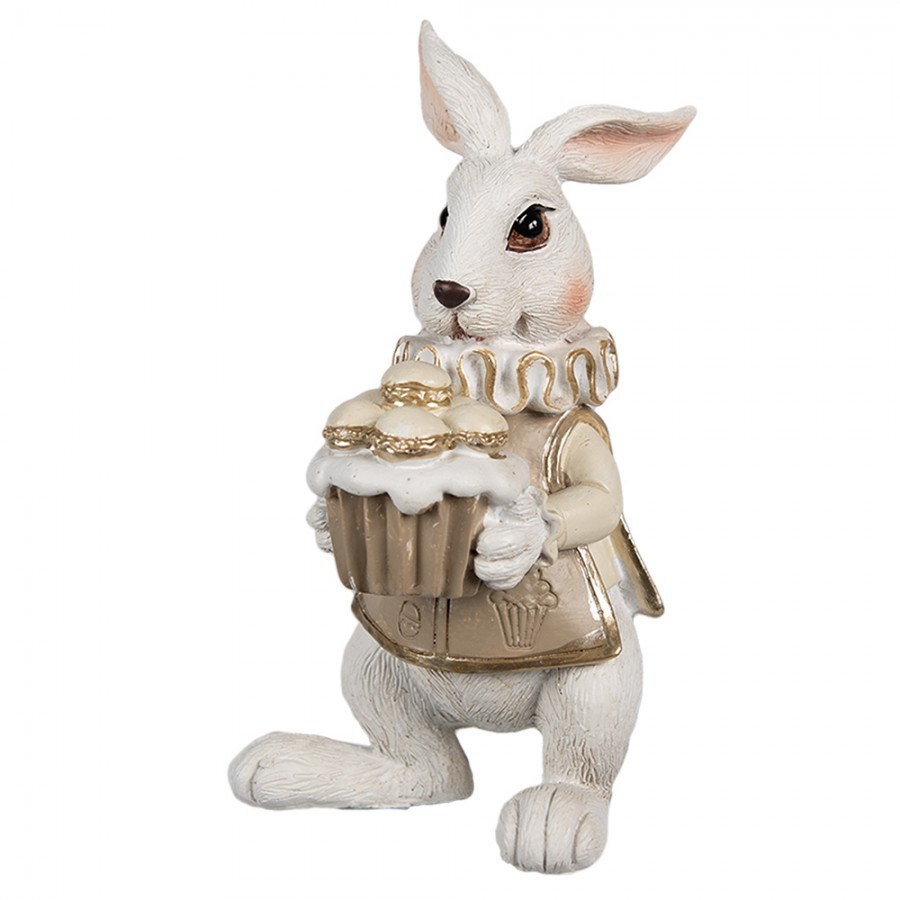 Figurka králíka 13 cm Bílá Hnědá Polyresin - 8*7*13 cm