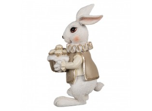 Figurka králíka 13 cm Bílá Hnědá Polyresin - 8*7*13 cm
