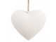 Bílé antik plechové ozdobné závěsné srdce s květy - 11*2*10 cm