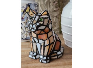 Stolní Tiffany lampa kočka - 15*15*16 cm E14/max 1*15W