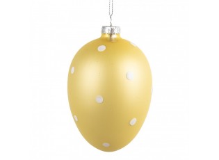 Žluté závěsné skleněné vajíčko s puntíky Egg Dots - Ø 8*12 cm 