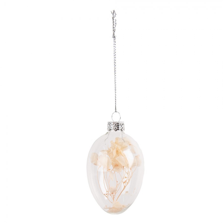 Závěsné skleněné vajíčko se sušenými květy Egg Bloom - Ø 5*8 cm 