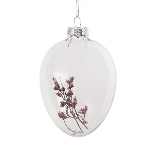 Závěsné skleněné vajíčko s květy Egg Bloom - Ø 7*10 cm 