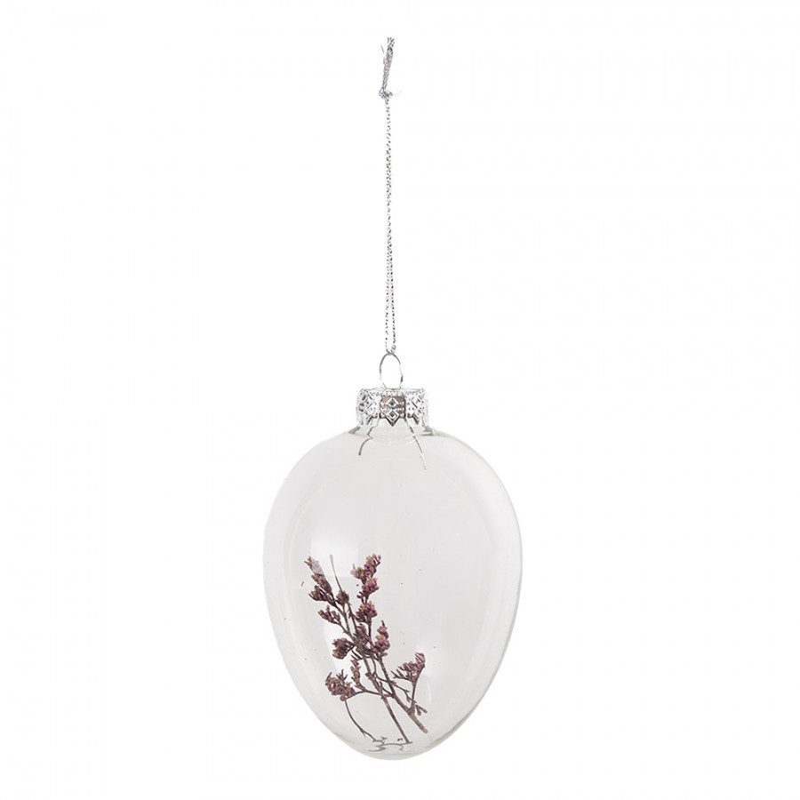 Závěsné skleněné vajíčko s květy Egg Bloom - Ø 7*10 cm 