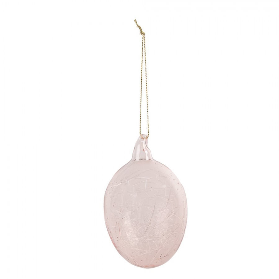 Růžové závěsné skleněné vajíčko Egg - Ø 6*10 cm 
