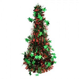 Červeno-zelená vánoční dekorace vánoční stromeček M - Ø 17*38 cm 