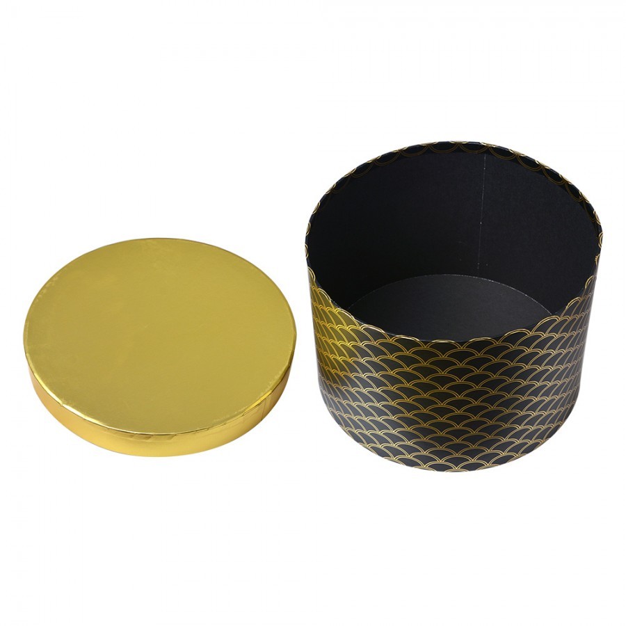 Set 3ks černo-zlatý kulatý úložný box - Ø 25*17 / Ø 23*16 / Ø 21*14 cm 