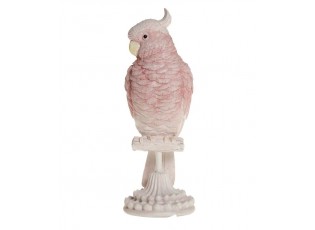 Růžová dekorace papoušek na podstavci Parroté - 10*11*28 cm