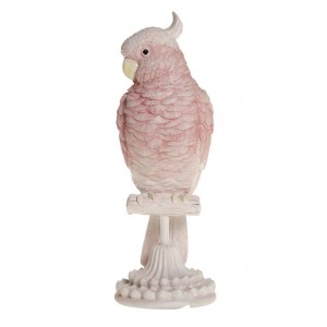 Růžová dekorace papoušek na podstavci Parroté - 10*11*28 cm