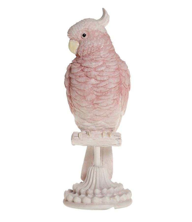 Růžová dekorace papoušek na podstavci Parroté  - 10*11*28 cm Chic Antique