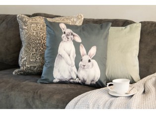 Zelený povlak na polštář s králíčky - 45*45 cm