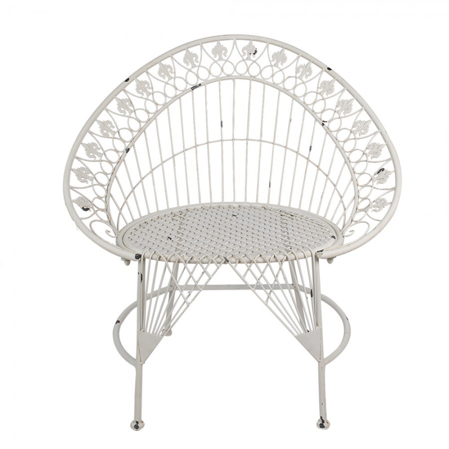 Bílá antik kovová zahradní židle / křeslo Lillien - 82*50*90 cm Clayre & Eef