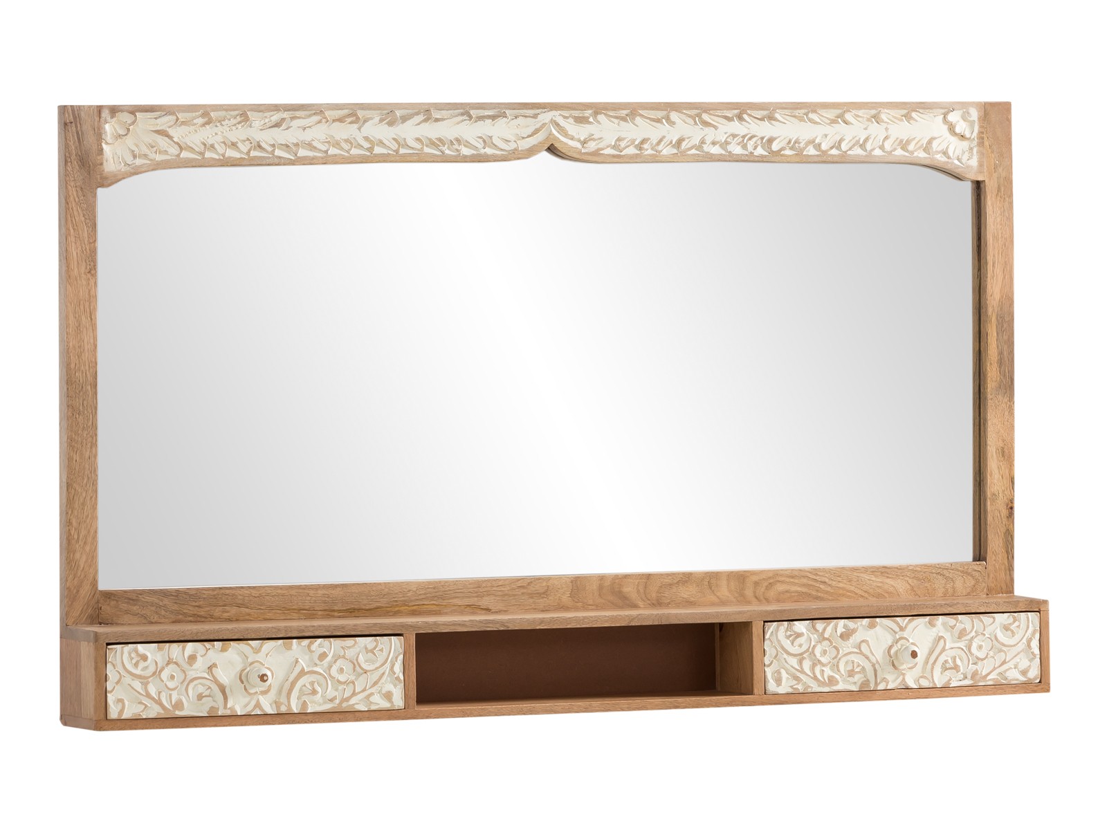 Levně Koupelnové nástěnné dřevěné zrcadlo Dehli Mango - 130*15*75 cm A2080