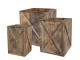 3ks hnědý antik dřevěný box / obal na květináč Grimaud Unit - 37*37*40/ 30*30*39/ 24*24*37 cm