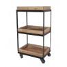 Hnědý kovový retro vozík s dřevěnými podnosy Grimaud Unit - 39*28*72 cm
