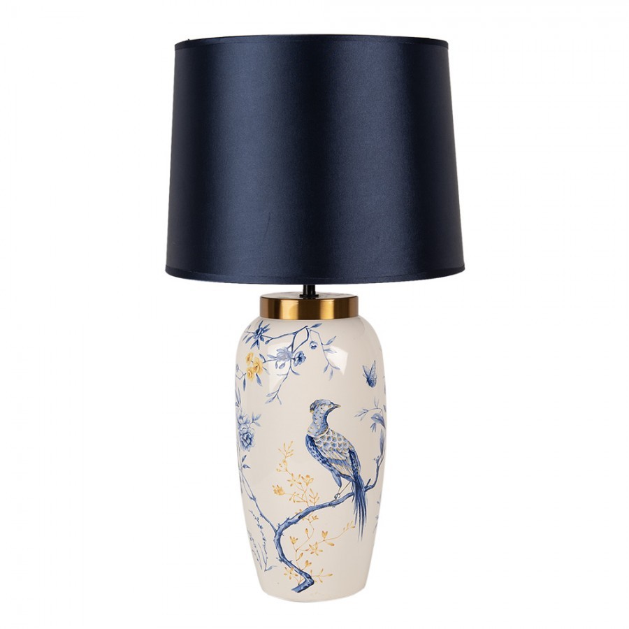 Stolní lampa s keramickou nohou s ptáčkem Spicea - Ø 30*55 cm / E27 / max 60W Clayre & Eef