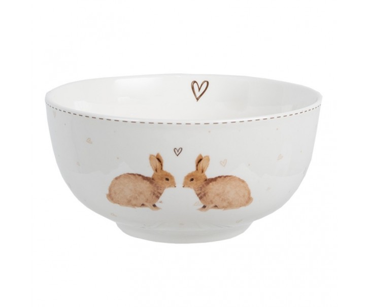 Miska s králíčky a srdíčky Bunnies in Love - Ø 14*7 cm / 500 ml