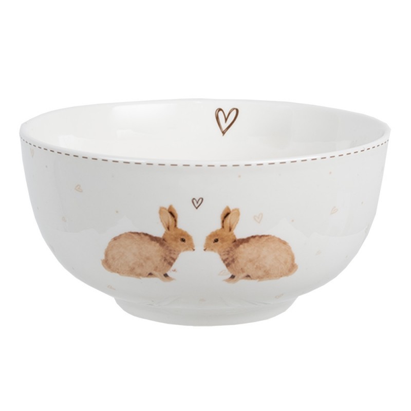 Miska s králíčky a srdíčky Bunnies in Love - Ø 14*7 cm / 500 ml Clayre & Eef