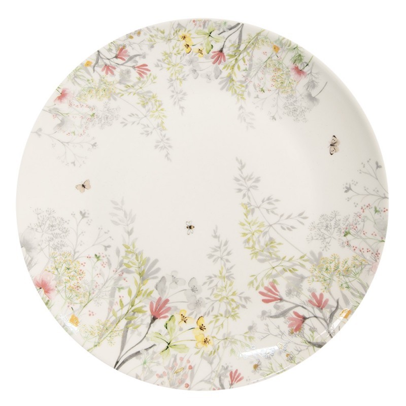 Dezertní porcelánový talíř s lučními květy Wildflower Fields - Ø 20*2 cm Clayre & Eef