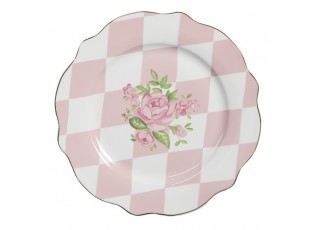 Bílo-růžový dezertní talíř s růžičkami Sweet Roses - Ø 20*2 cm