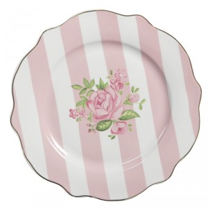 Bílo-růžový dezertní talíř s růžičkami Sweet Roses II - Ø 20*2 cm