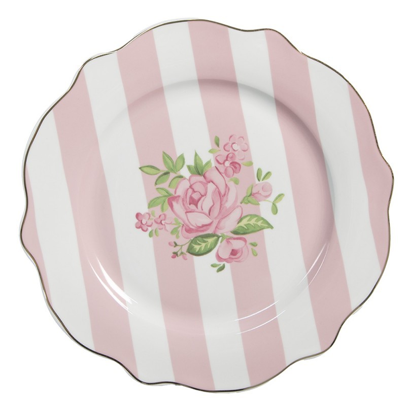 Bílo-růžový dezertní talíř s růžičkami Sweet Roses II - Ø 20*2 cm SWRDP-2